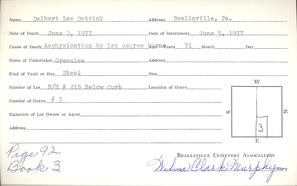 burial card